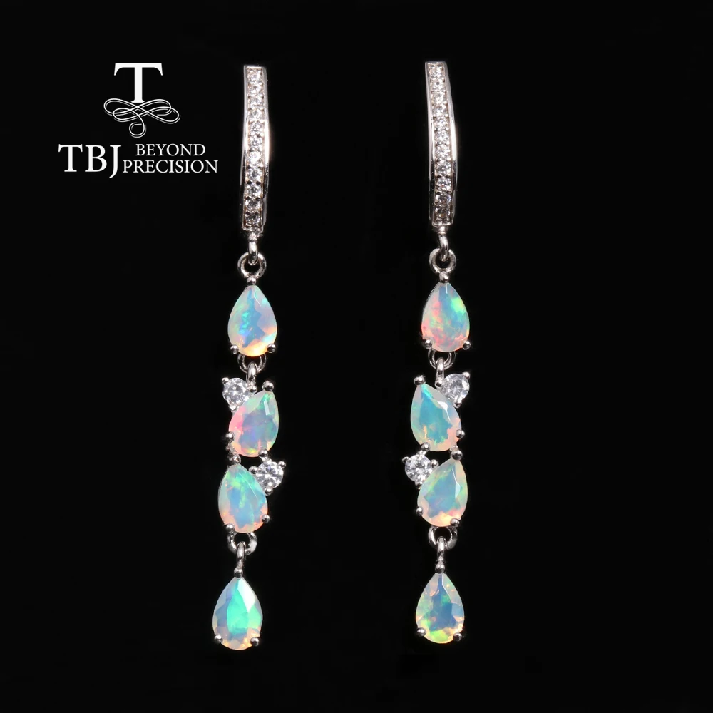 Colorful October Birthstone Natural Opal 925 sterling silver earrings Birthday & holiday gifts for women and girls