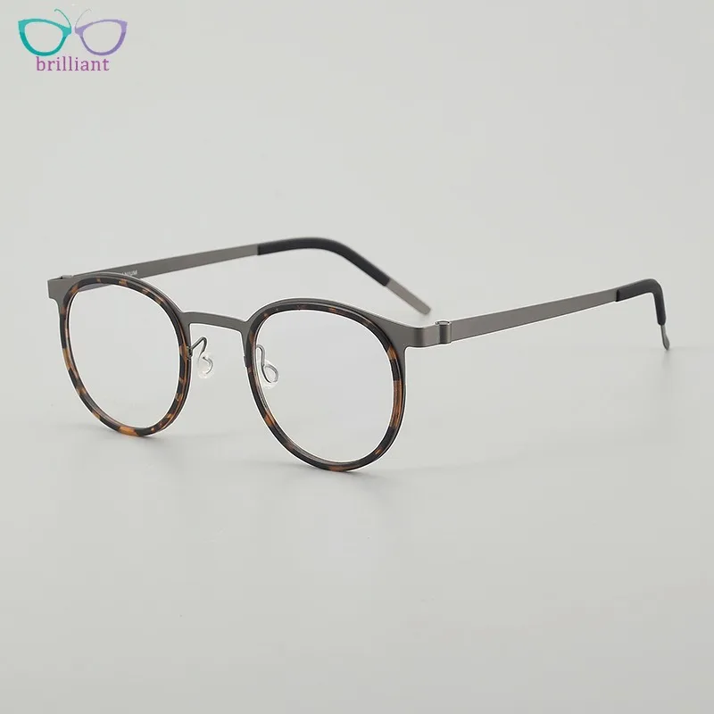 

Оправа для очков из чистого титана для мужчин, цветные круглые очки в стиле ретро черепахи без винтов, женские новые очки для близорукости, линзы по рецепту