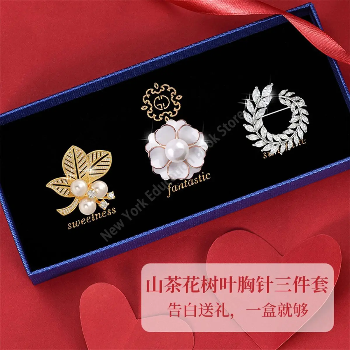 Light Luxury Camellia Brooch/advanced Imitation Pearl National Style Brooch/Mother's Day and Teacher's Day Gift/Birthday Present