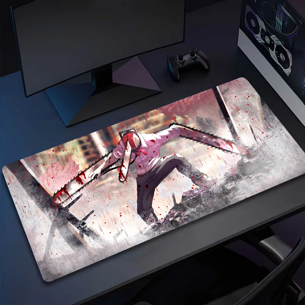 Cartoon C-Chainsaws Man Mousepad Computer Office Game Table Mats XXL Rubber Anti-slip Gaming Keyboard Long Desk Pads