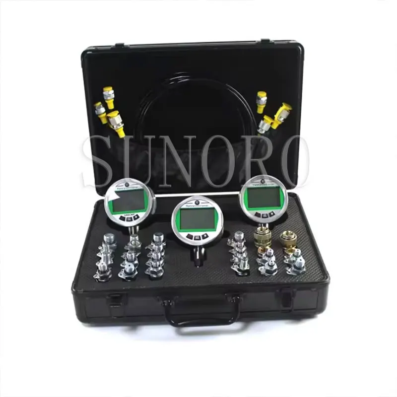 Excavator Hydraulic Press Tool Gauge 3 Gauges 16MPA*1/70PMA*2 Digital Pressure Gauge Diagnostic Tools Kit for Excavators