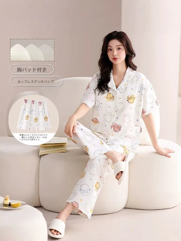 set-tre-pezzi-in-cotone-morbido-da-donna-pigiama-estivo-a-maniche-corte-con-imbottitura-al-petto-indossabile-anche-fuori-casa-abbigliamento-da-casa-per-signore-eleganti