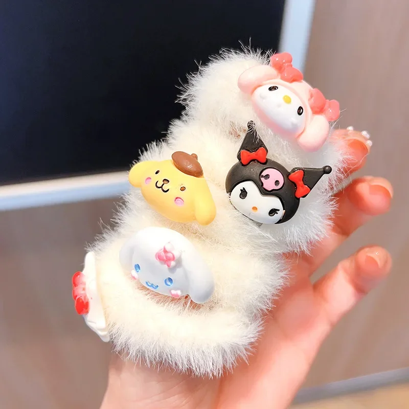 Hello Kitty Hair Tie Hairpin My Melody Hair Rope Kuromi Cartoon Hairpin Headrope Leather Case Sanrio Girls Girl Hair Accessoires