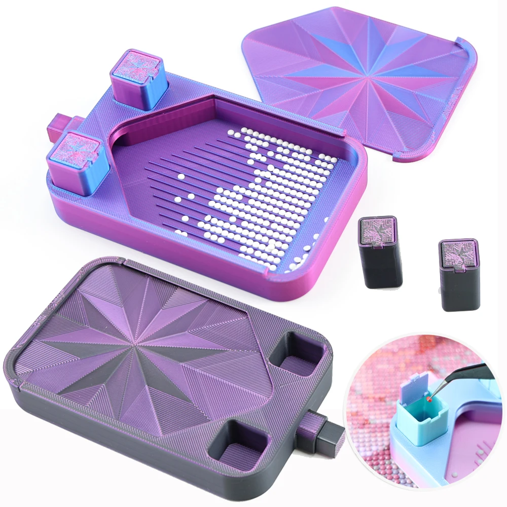 Colorful Diamond Painting Tray With Lids And Small Trash Can, New Diamond Art Tools and Accessories For DIY Diamond Art Kits