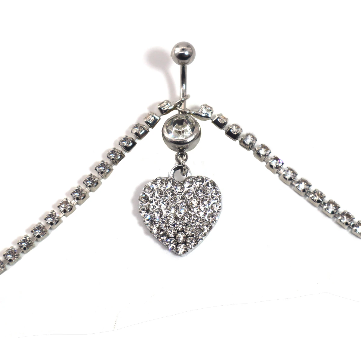 الصليب القلب حجر الراين البطن زر حلقة الخصر سلسلة المرأة الجسم سلسلة أزياء مثير التبعي