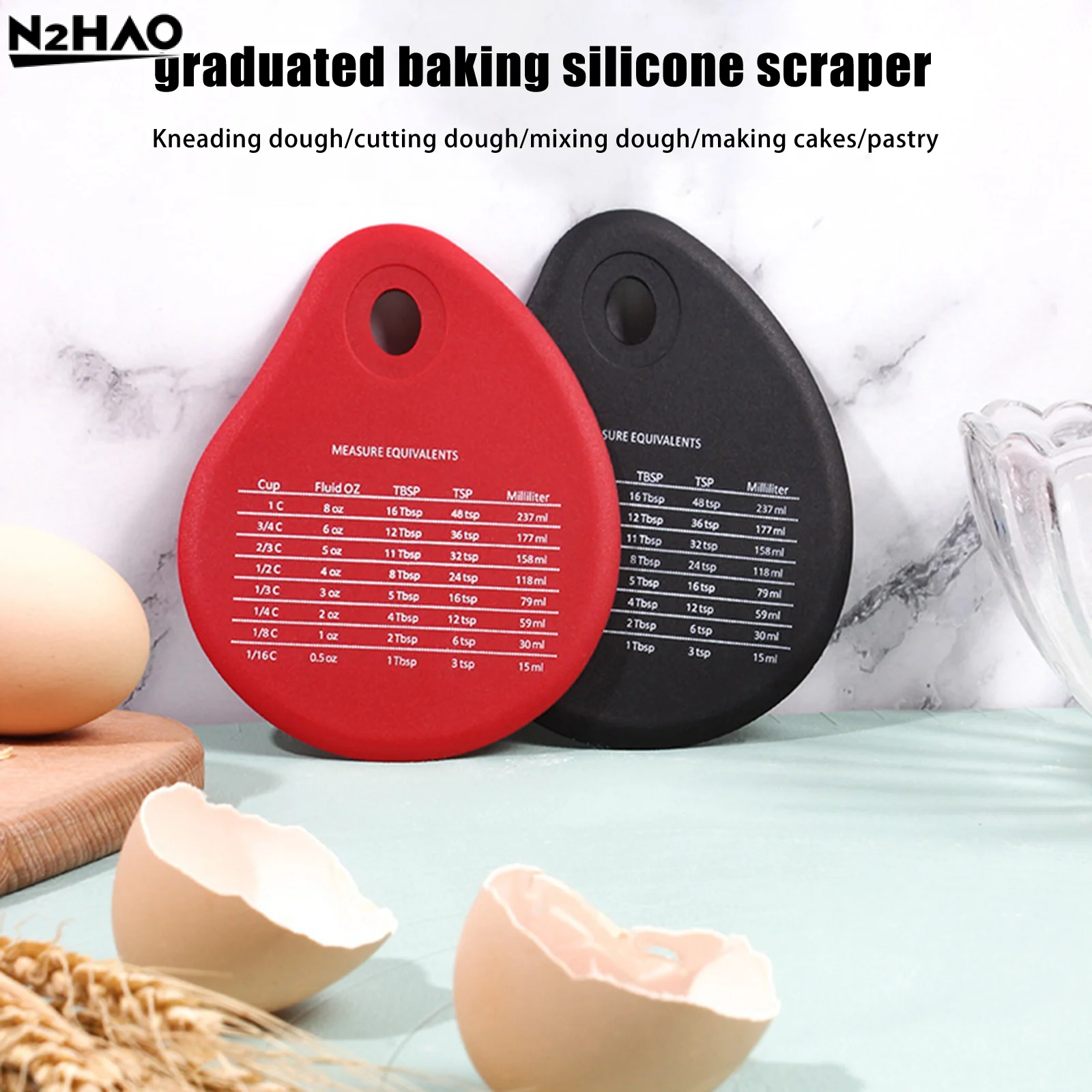 Silicone Scraper With Graduations, Dough Kneading And Cutting Knife, Multi-functional Butter Scraper