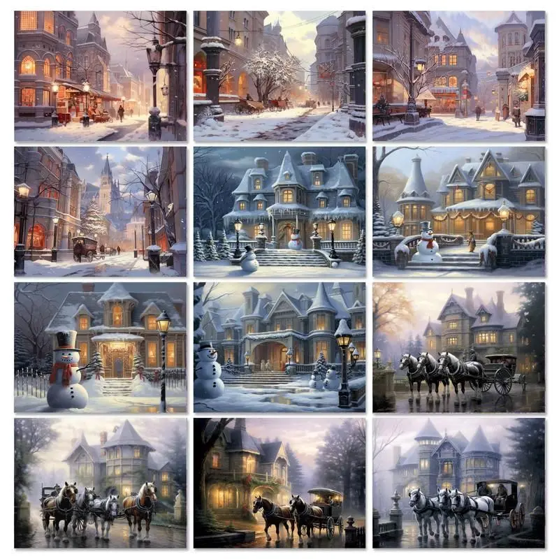 

GATYZTORY Oil Painting By Numbers With Frame Urban Street Handiwork Pictures By Numbers Winter Landscape Modern Home Decor