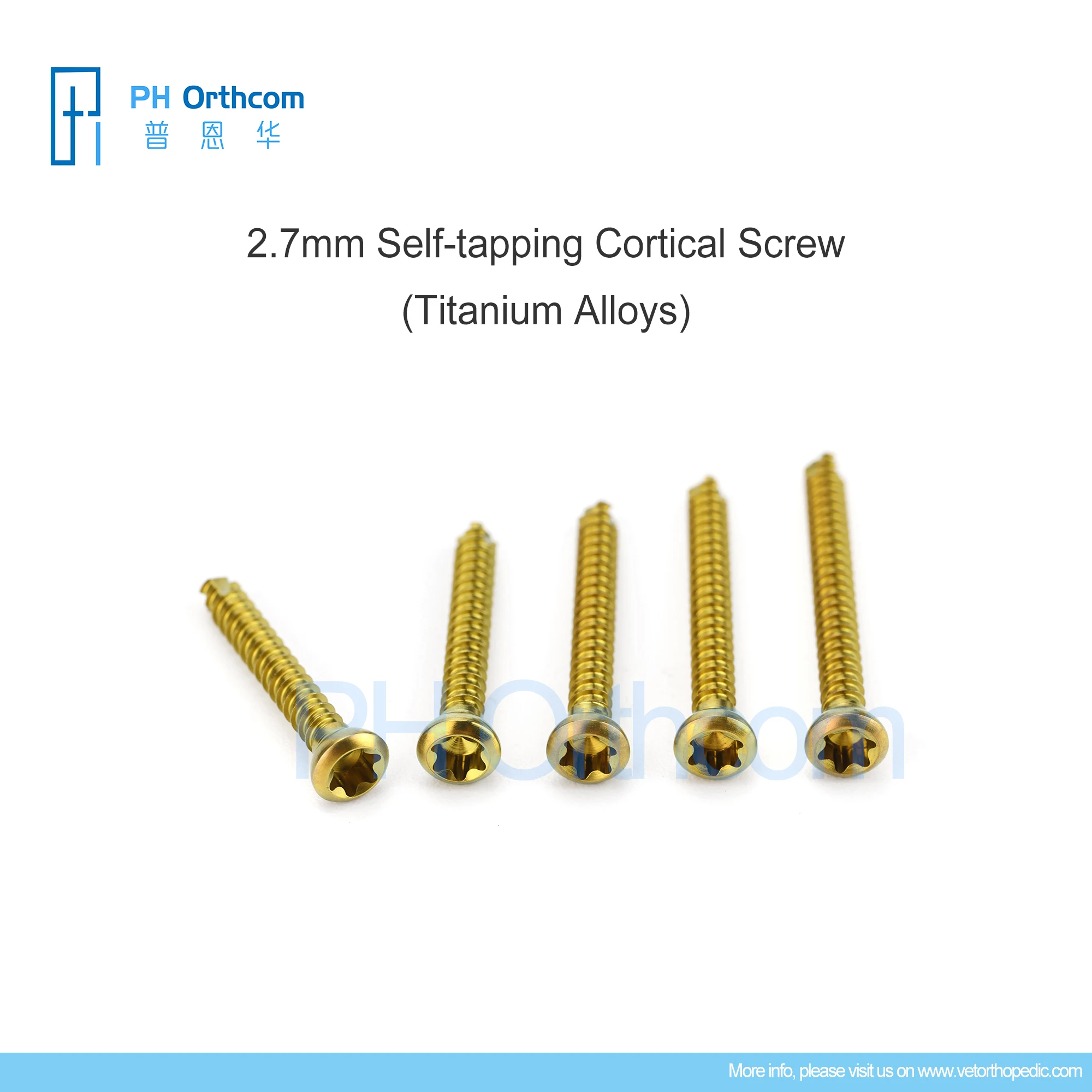 

Titanium Cortical Screws 2.7mm Veterinaria Pets Mascotas Orthopedic Surgical Instruments Medical Supplies and Equipmets