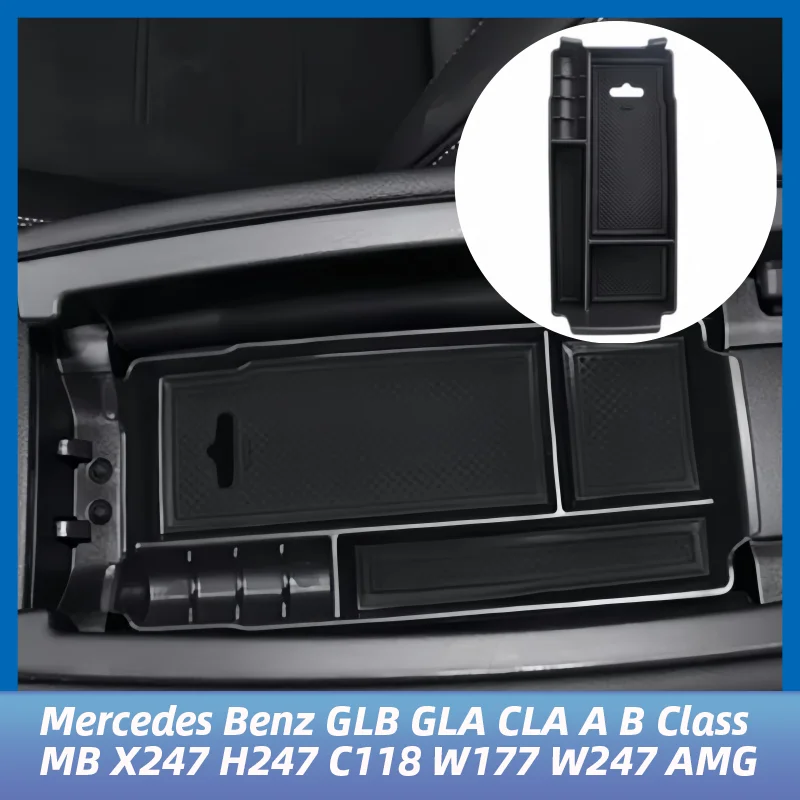 

For Mercedes Benz GLB GLA CLA A B Class MB X247 H247 C118 W177 W247 AMG Car Center Console Armrest Storage Box