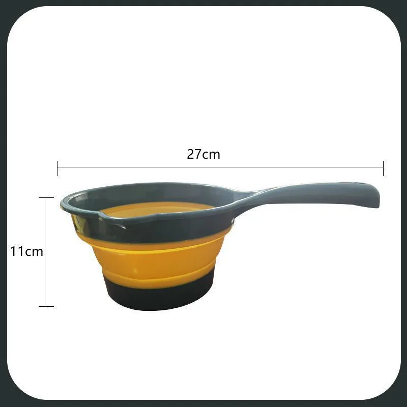 Folding Plastic Water Scoop Random Color Long Handle Collapsible Bath Ladles Kitchen Water Scoop Dipper Washing Camping Tools