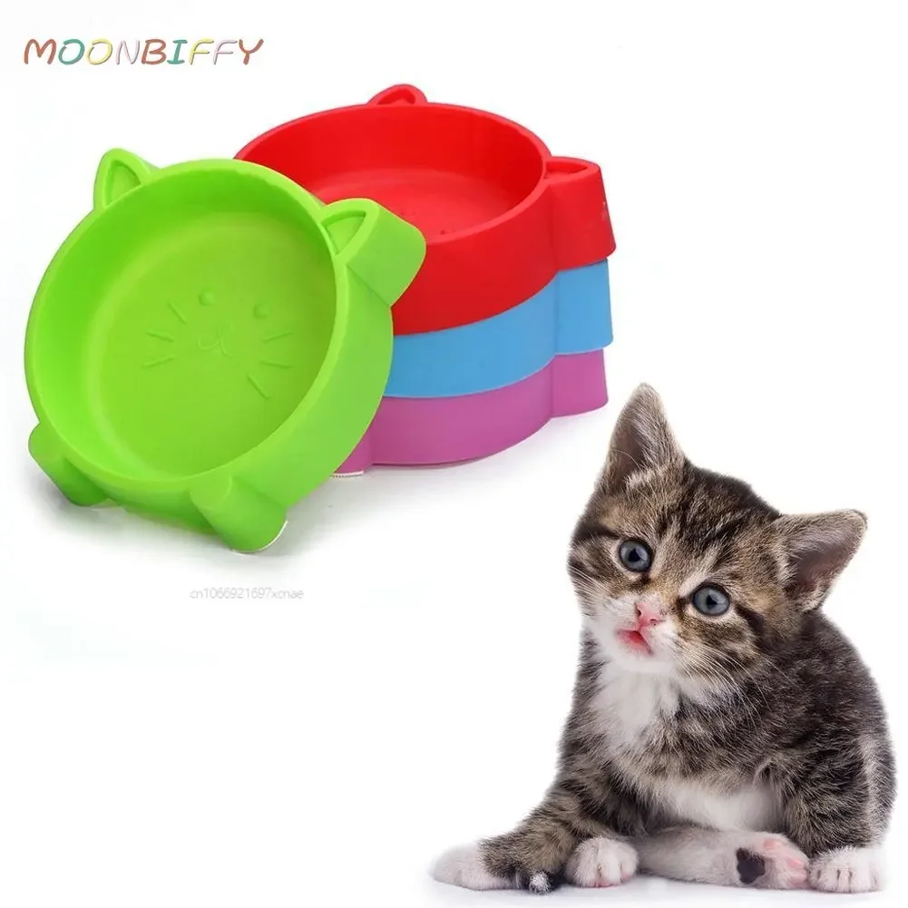 1Pcs Pet Bowl Feeders Creative Non-Slip Portable Plastic Cute Cat Face Multipurpose Cat Bowl Dog Bowls Water Bowls Pet Supplies