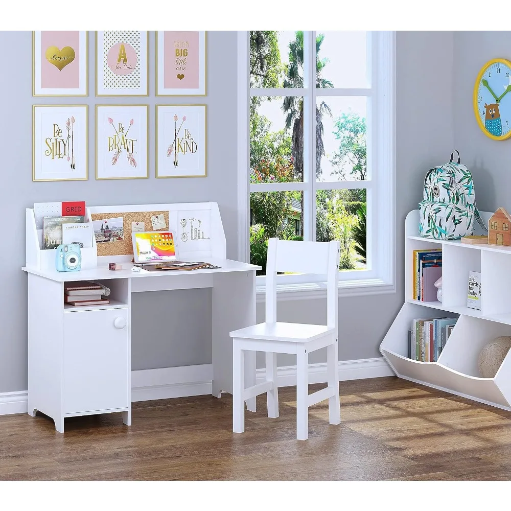 Tudy Desk With Chair Children's Table Wooden Children School Study Table With Hutch and Chair for 3-8 Years Old Furniture