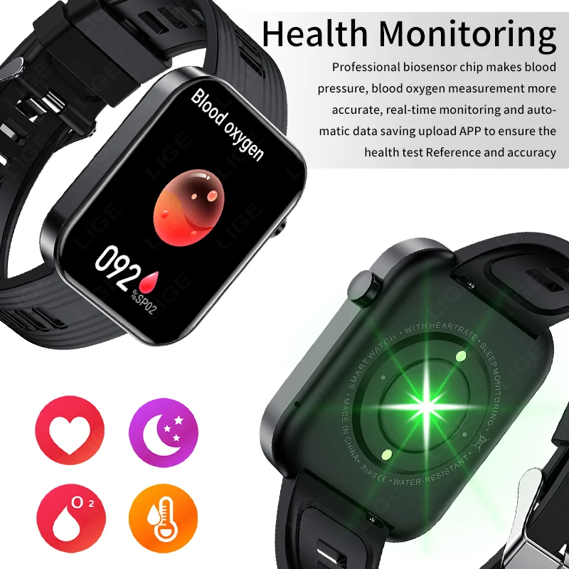 LIGE Bluetooth Call Smartwatch For Women Men Health Monitoring Voice Assistant Bracelet Custom Dial Sports Fitness Smart Watch
