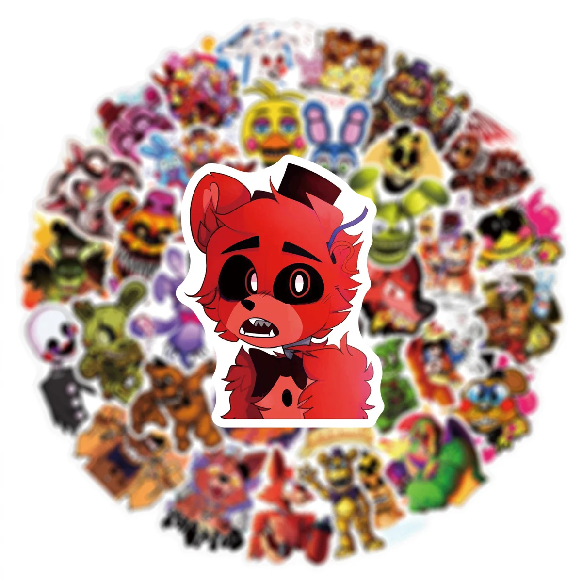 50Pcs FNAF Cute Stickers Five Nights At Freddys Cartoon Anime Pattern Kawaii Sticker Notebook Cup Decorations image 5