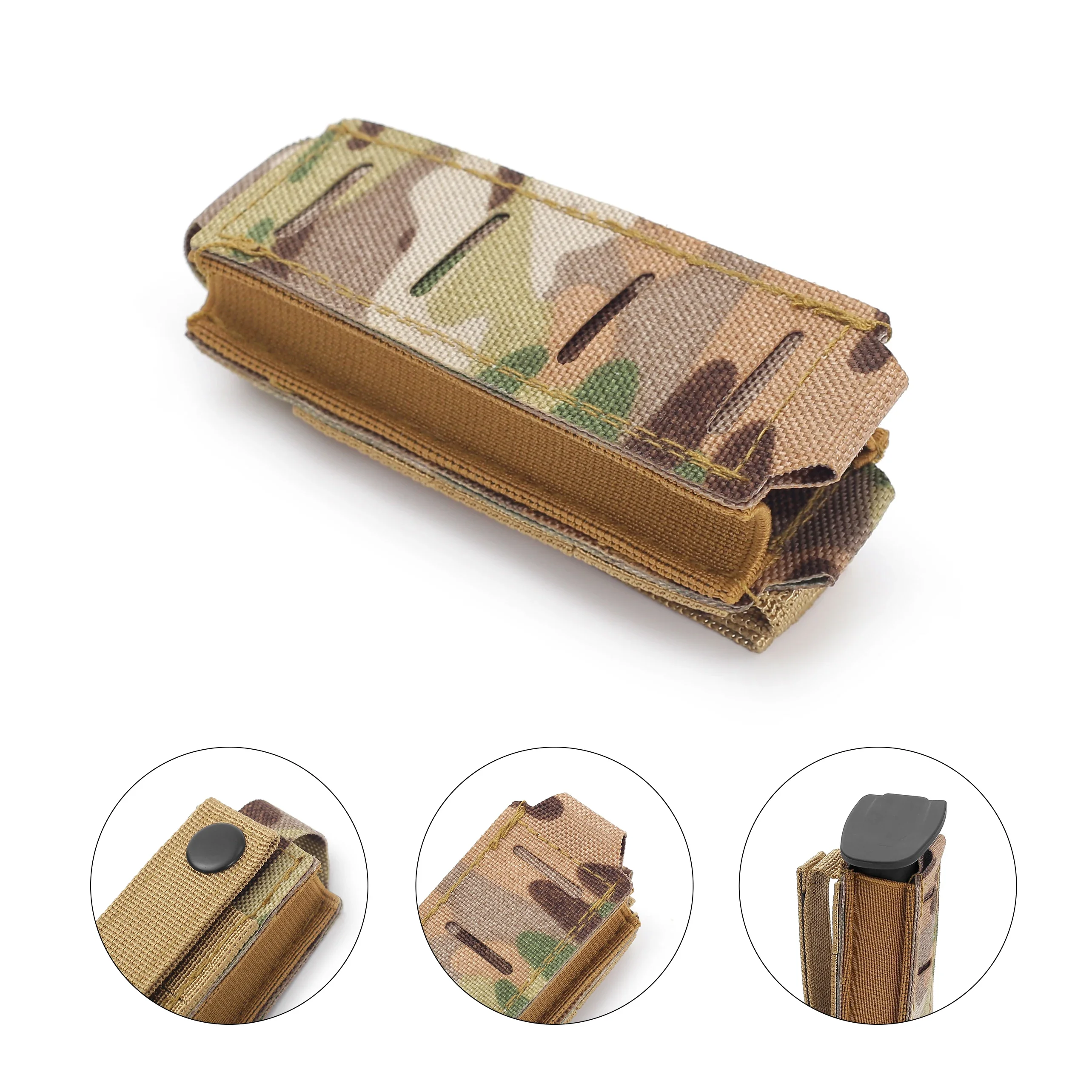 Laser Cut Molle 9mm Magazine Pouch for Glock 17 M9 Single Mag Bag Flashlight Pouch Knife Holster Hunting Gear