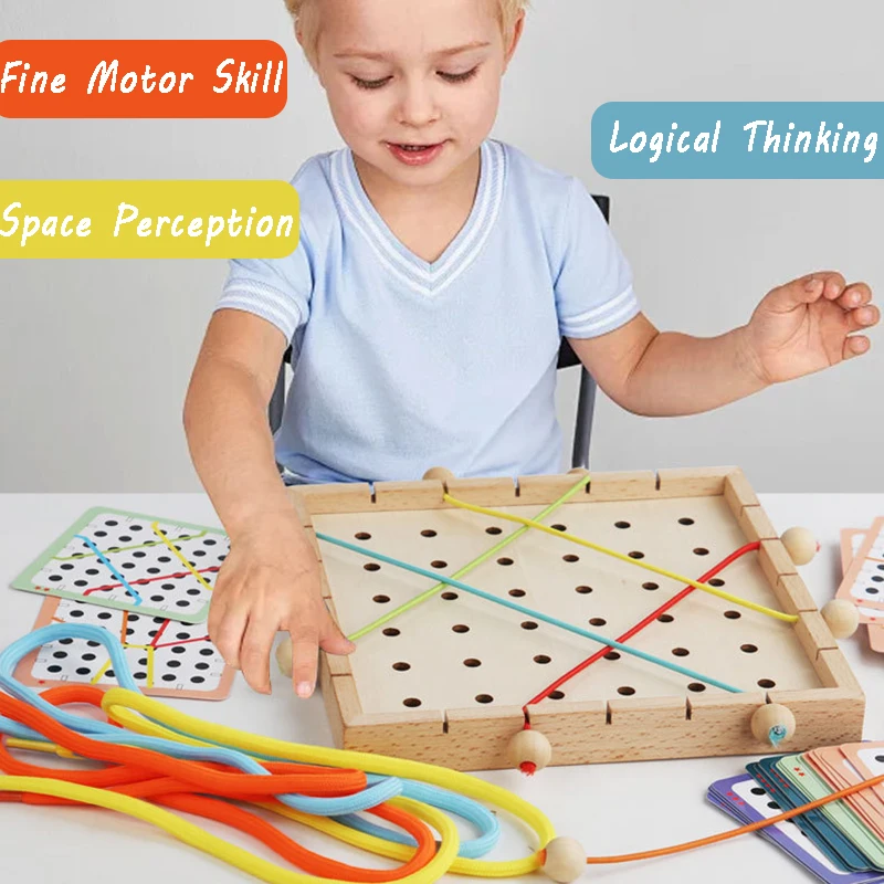 Kids Montessori Thinking Games Threading Toys Logical Rope Puzzles Matching Creative Intellectual Games Early Educational Toys