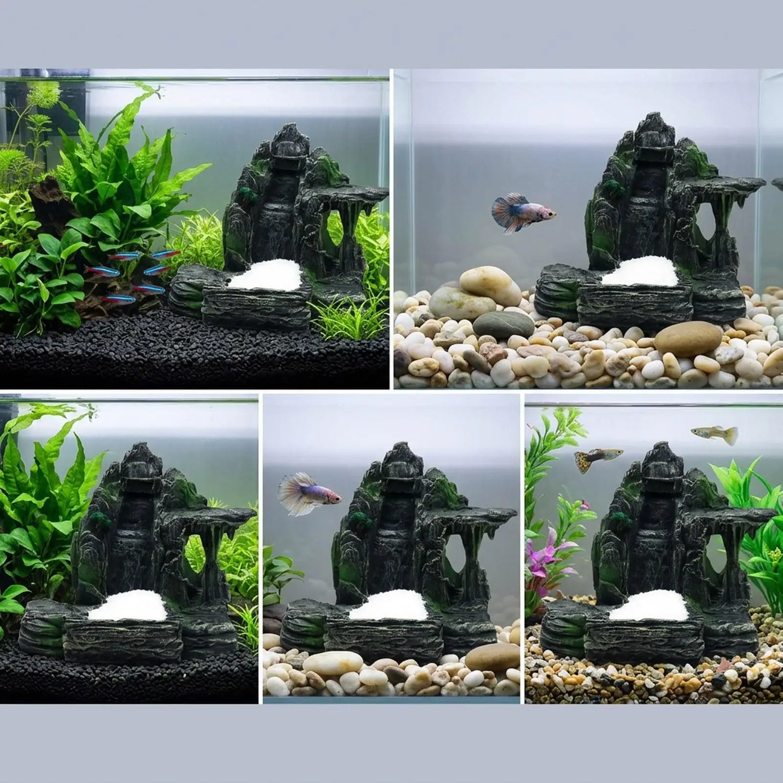 Resin Model Seiryu Stone Aquarium Mountain Stone Lifelike Sturdy Dynamic
