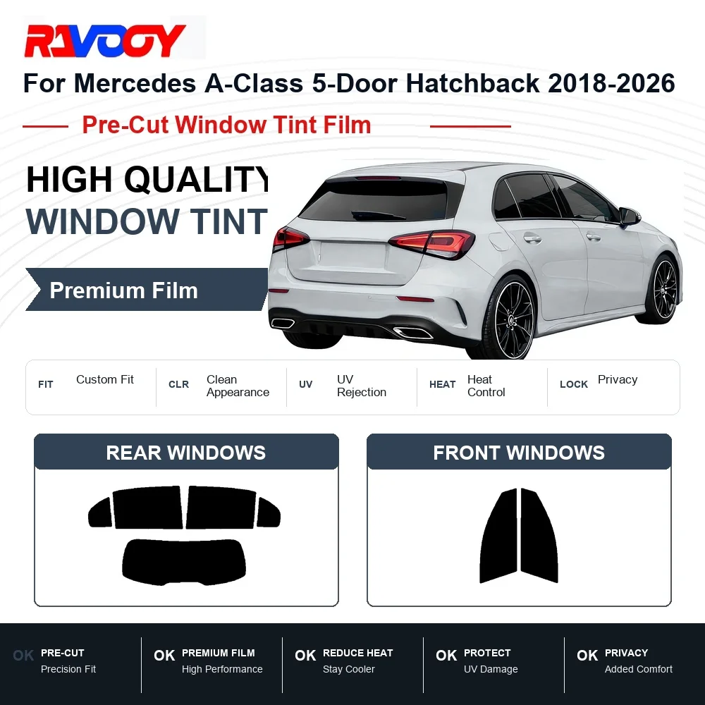 Premium Pre-Cut Window Tint For Mercedes A-Class 5-Door Hatchback 2018-2026 Front & Rear Windows UV Heat Rejection Privacy Film