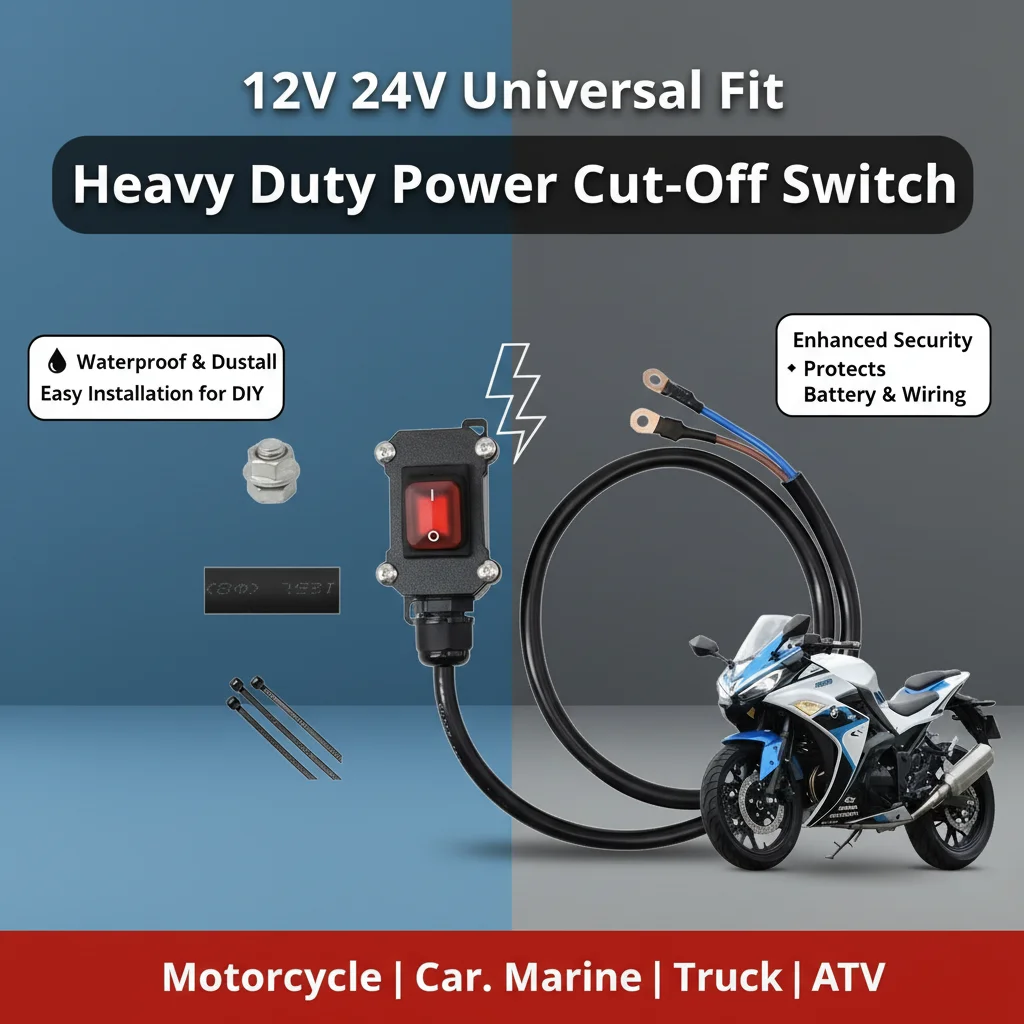 12V 24V Motorrad-Notausschalter Wasserdichter Batterietrennschalter Hochleistungs-Stromunterbrechungskabel für Auto, Marine, LKW, ATV