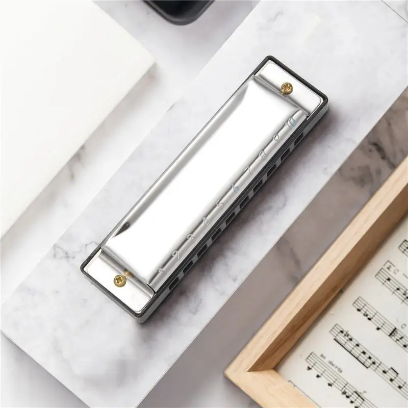 ABLB-2X 10 Holes Blues Harmonica Musical Instrument Stainless Steel Mouth Organ For Children Gifts