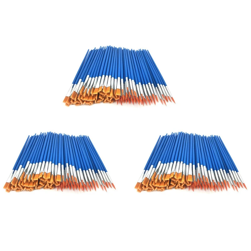 360 Pcs Flat And Round Paint Brushes Set,Pointed Flat Nylon Hair Brushes For Acrylic Oil Watercolor Paint Party Painting