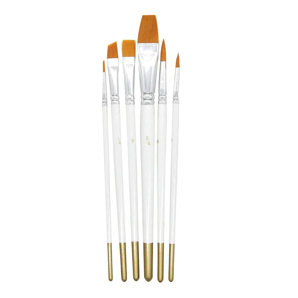 

6 Pcs Brush Set Handmade Paint Brushes Painting Grouting Professional Wooden Oil