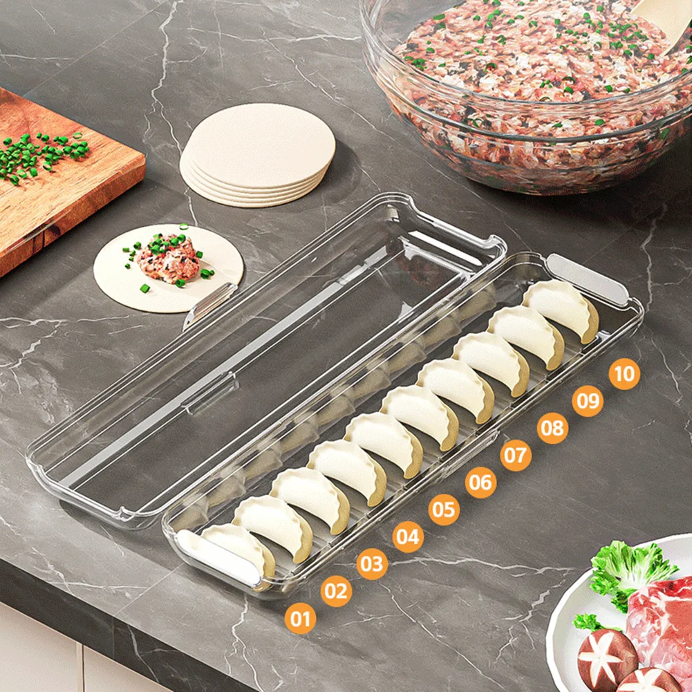 Dumpling Box With Side Buckle Superimposed Design Dumpling Frozen-Tray For Kitchen