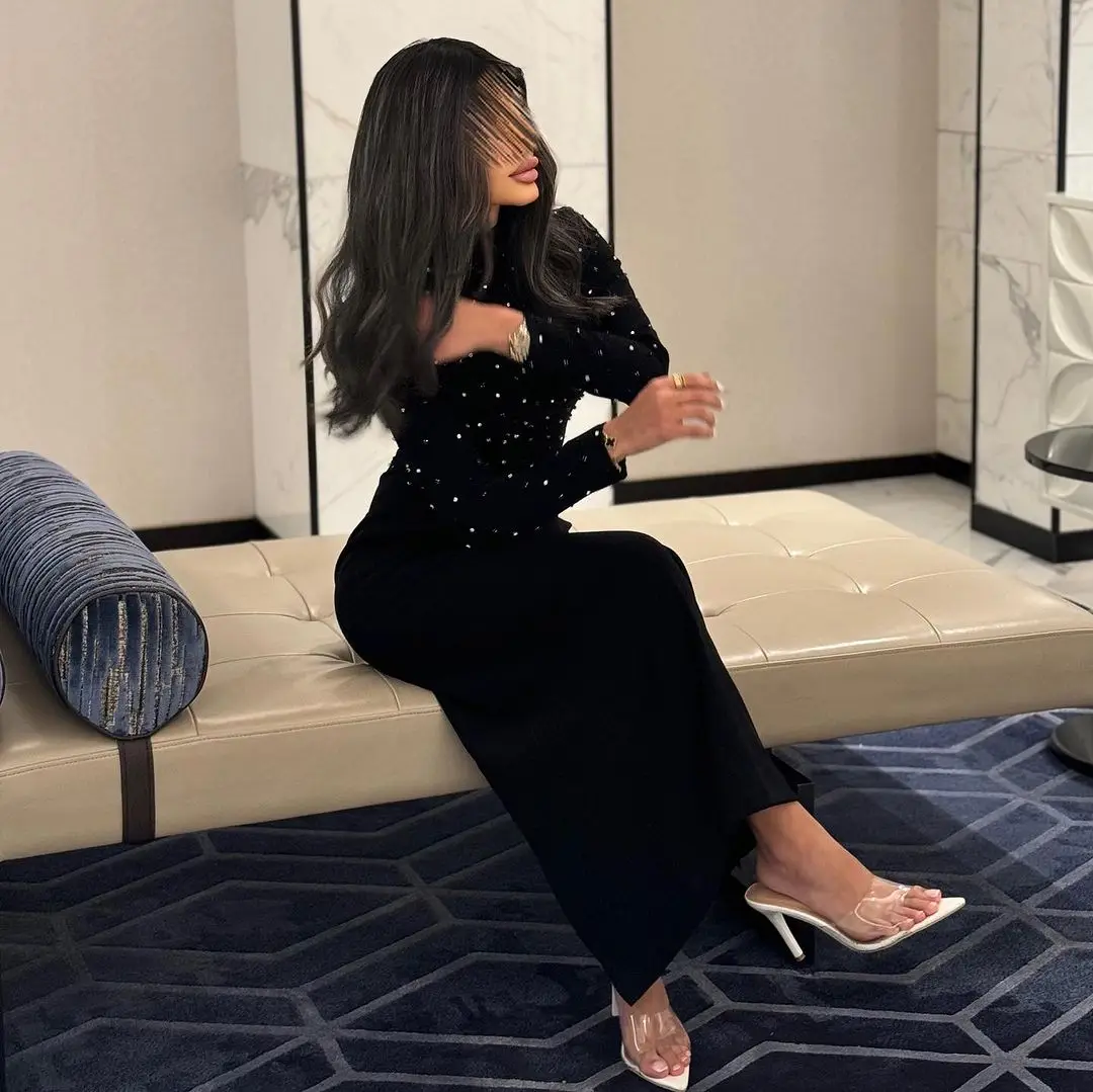 

Индивидуальные платья русалки с длинными рукавами для выпускного вечера с высоким воротом и бисером Вечерние платья длиной до щиколотки Вечерние платья Vestidos de fiesta