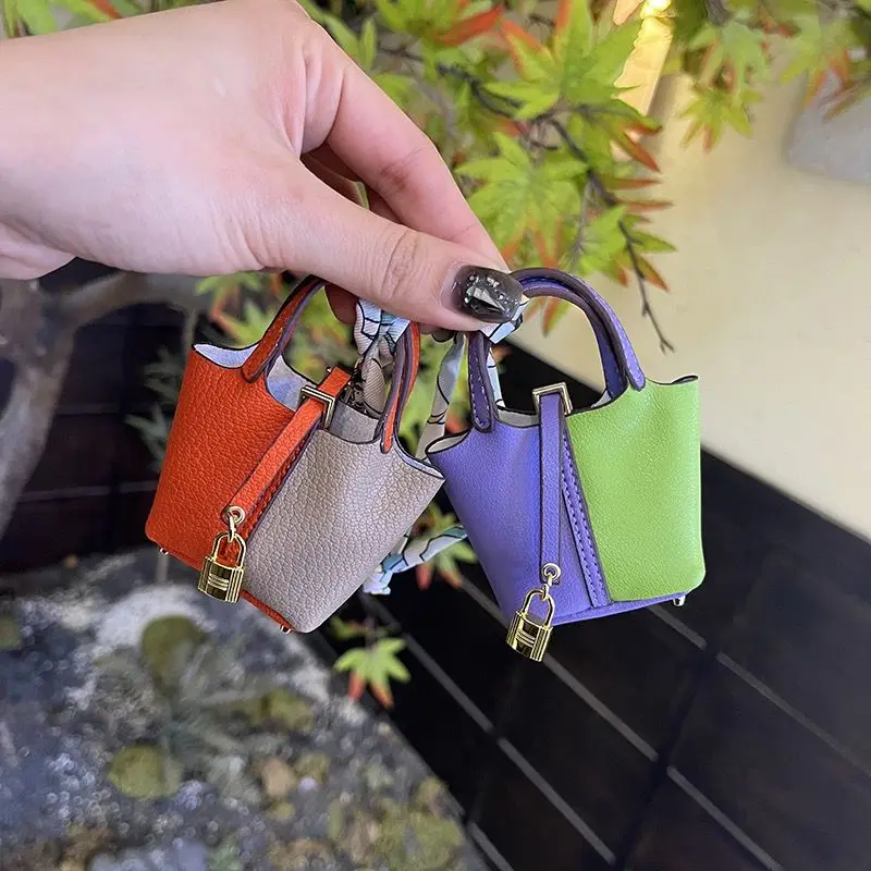 Vegetable Basket Mini Bag Pendant New Color Contrast Bucket Bag Pendant Creative Earphone Bag Mini Bag