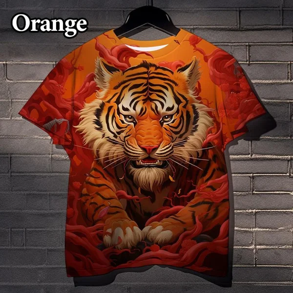 

Funny Animal Tiger 3D Printing T Shirt Fun Casual Street Personality Cool Short Sleeve Fashion Tee Tops