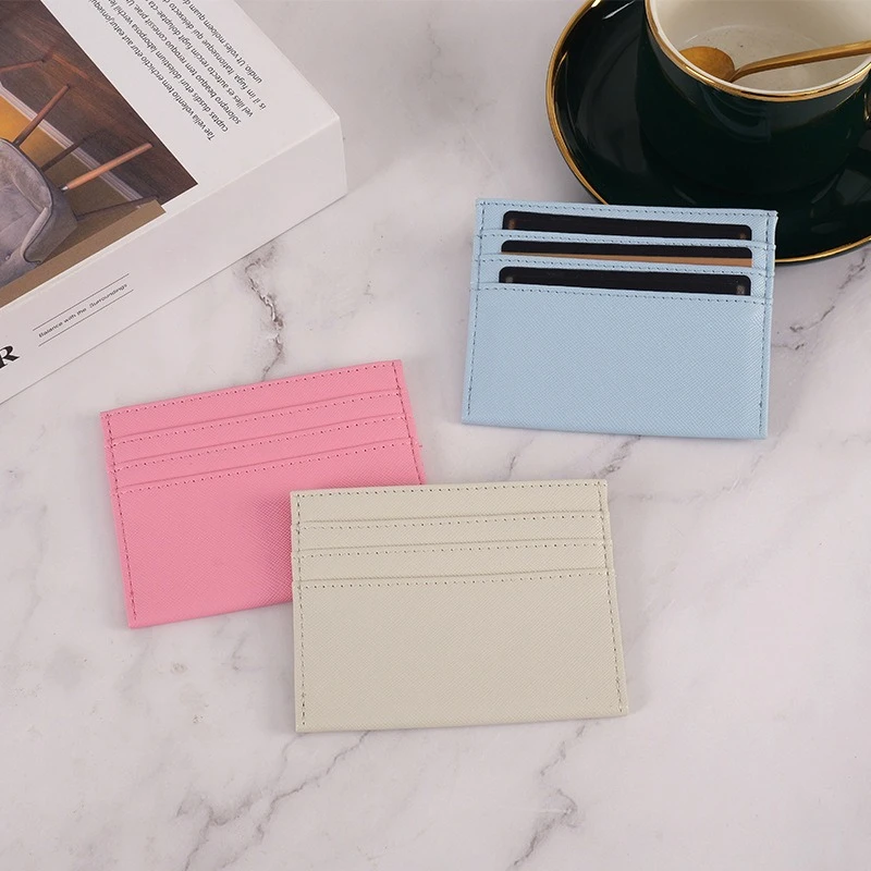 Unisex Thin Double-Layer Small Credit Card Holder Wallet Case 6 Card Slots Exquisite and Compact Mini Coin Money Card Purse Bags