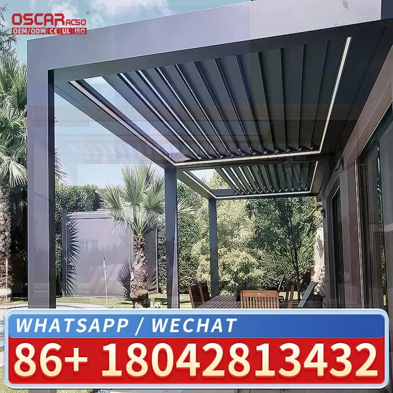 3x3 3x4 4x4 6x4 m Factory Modern Outdoor Bioclimatic Aluminum  Louver Pergola