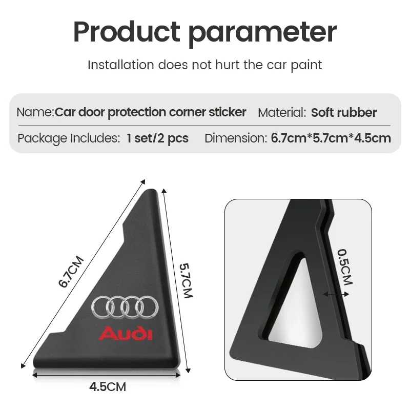 2Pcs Car Door Corner Cover Bumper Crash Anti-Scratch Protection Sticker For Audi S A3 A4 B8 8P 8V A6 C7 A5 Q5 B7 B6 B9 Q7 A1 A7