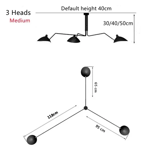 Mouille Plafondlamp Nordic Spider Hanglamp Multi 3/6heads voor Woonkamer Slaapkamer Zwart Armatuur Home Decor
