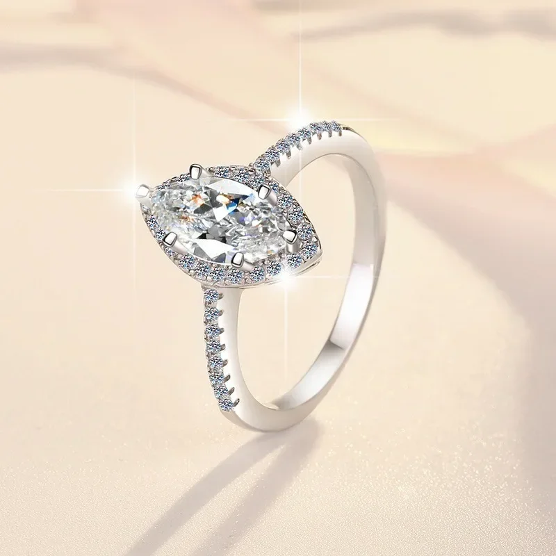 Eldorado Gold  Eldorado Gold Moissanite 1Ct PT950 Platinum Marquise Ring Women's - Clear moissanite, premium texture, matches va