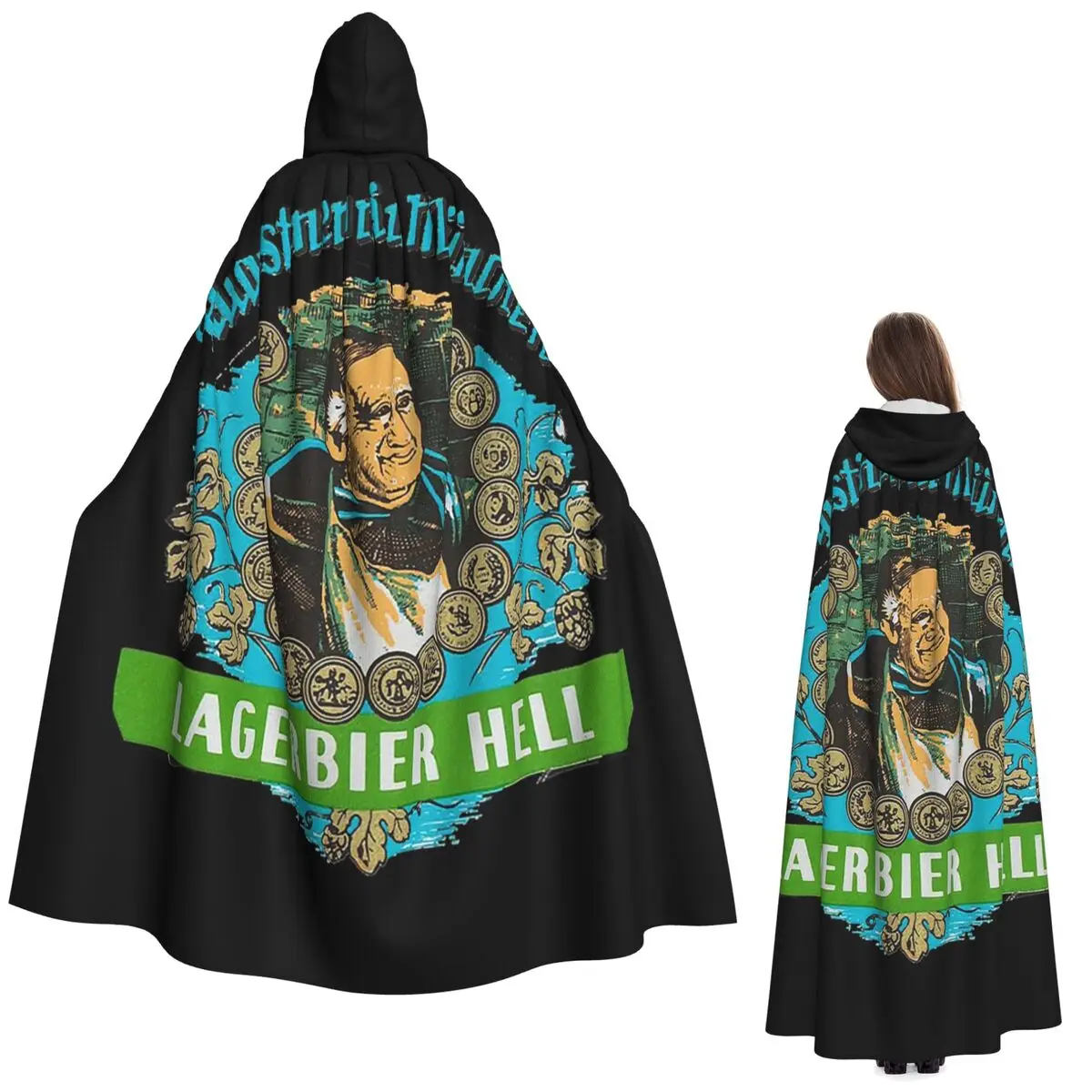 

Augustiner Munich Beer...Lagerbier Hell Classic Long Hooded Cloak Witch Medieval Costume Cosplay Cape HalloweenVampire Adult