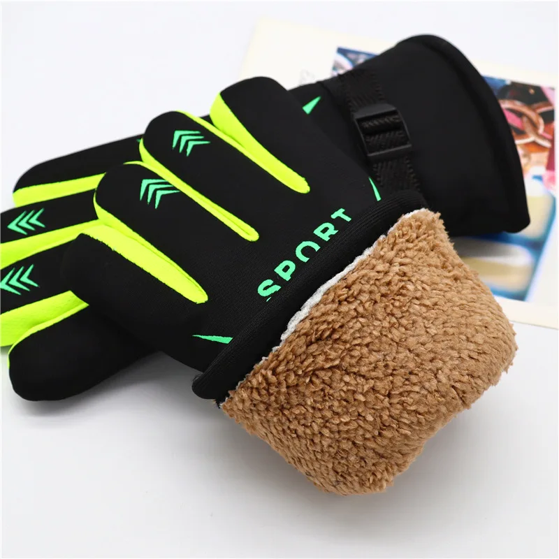 Outdoor sports gloves for men in winter, warm and plush cycling, thick windproof and fishing gloves to prevent cold - view 5