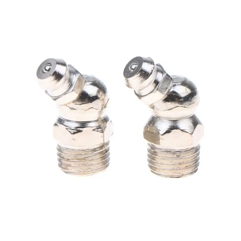 10Pcs 45 Degree Iron Zinc Hydraulic Grease Nipple Fittings Wearproof for Lawn Mower Garden Equipment Maintenance