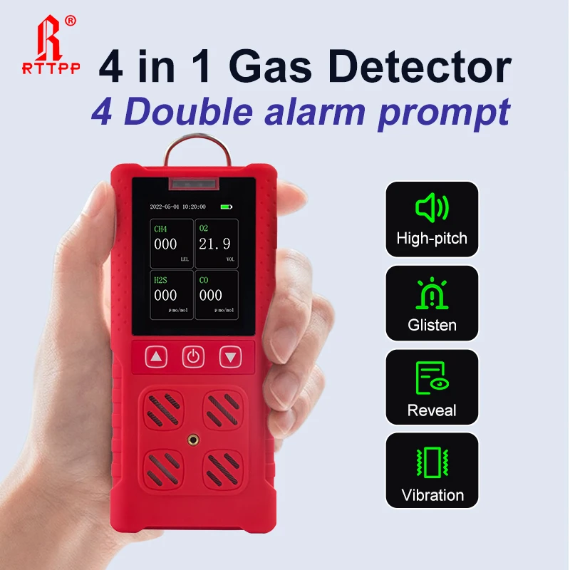 RTTPP Multi gas Detector Portable Industrial High PrecisionCH4/CO/H2S/CO Four in One Gas Detector