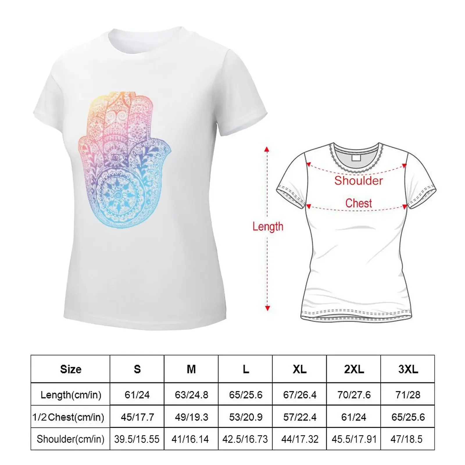 Rainbow Hamsa T-shirt tops aesthetic clothes t shirt dress Women