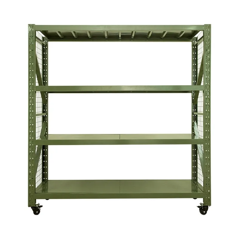 Army Green Thickened Metal Storage Rack, Heavy Duty Adjustable Multi-tier Shelf for Hardware Warehouse