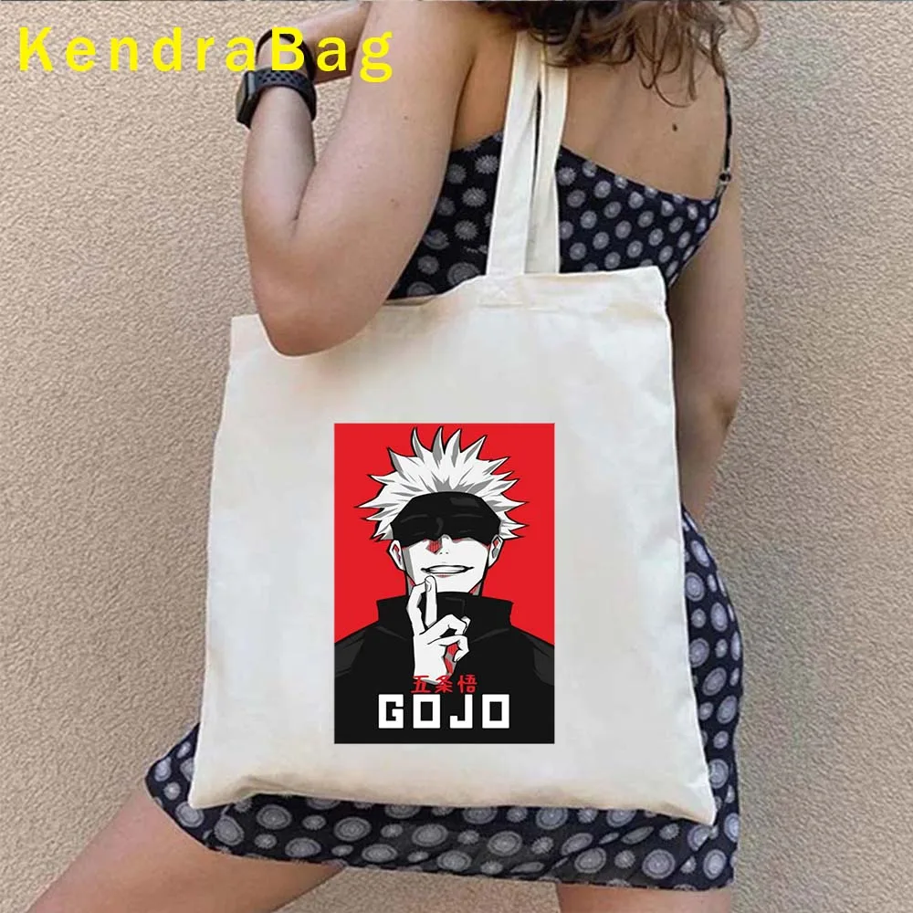 Anime Aoi Todo Jujutsu Kaisen Gojo Satoru Geto Suguru Cute Cartoon Manga Fan Gifts Canvas Shoulder Totes Bag Eco Cotton Handbags