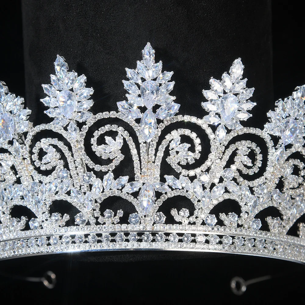 Bridal Wedding Tiaras For Queen Women Hair Jewelry Accessories Cubic Zirconia Crowns For Bride Pageant Prom Party Headdress