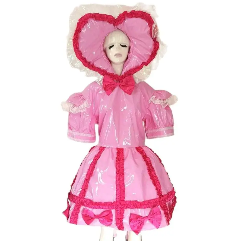 

Hot Sissy PVC Roze Jurk Uniform Rolplay Kleding Volwassen Baby Meid Afsluitbaar Custom