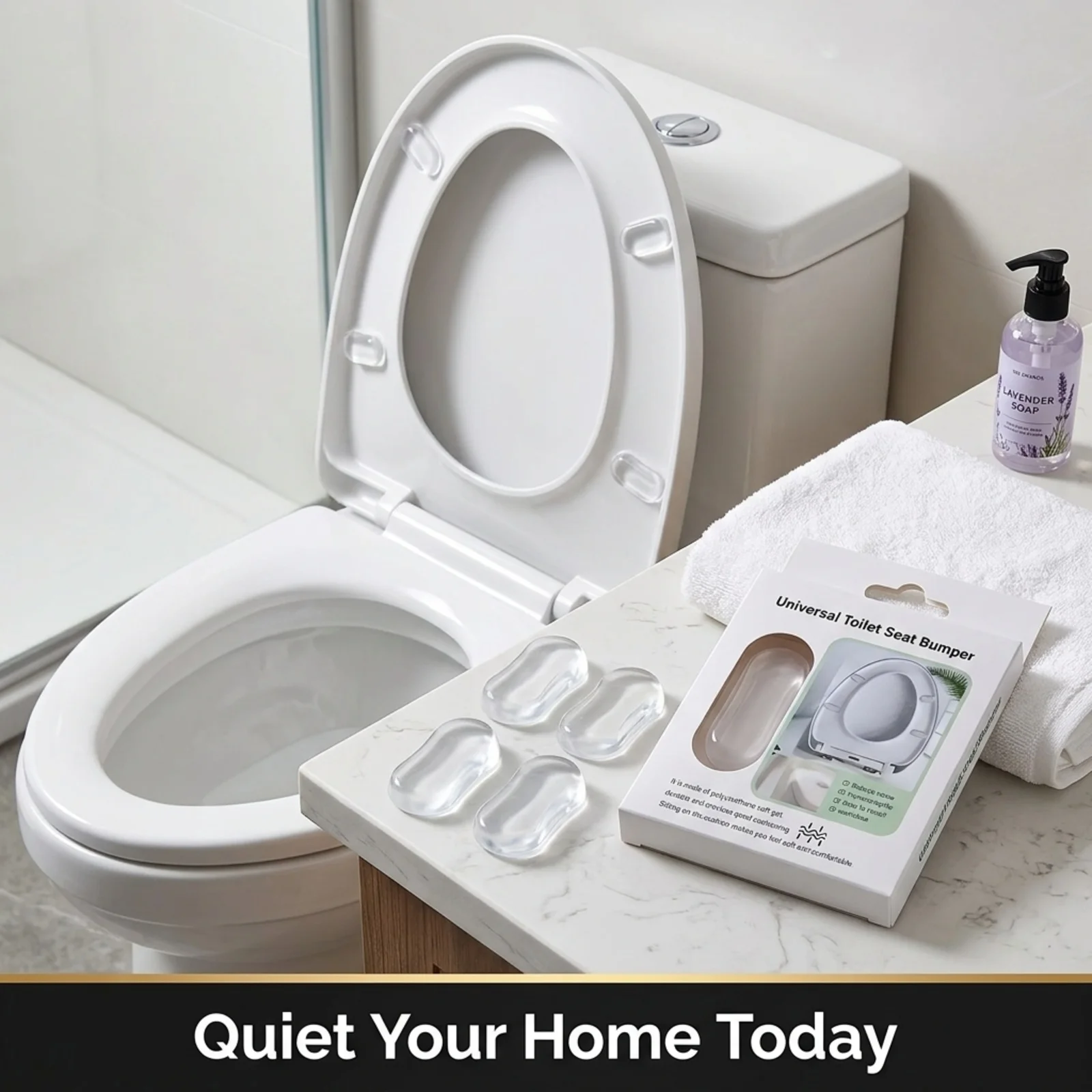 Self‑Adhesive Silicone Toilet Seat Bumpers Universal Fit Anti‑Slam Toilet Lid Bumpers Noise Reduction Toilet Seat Pads Spacers B