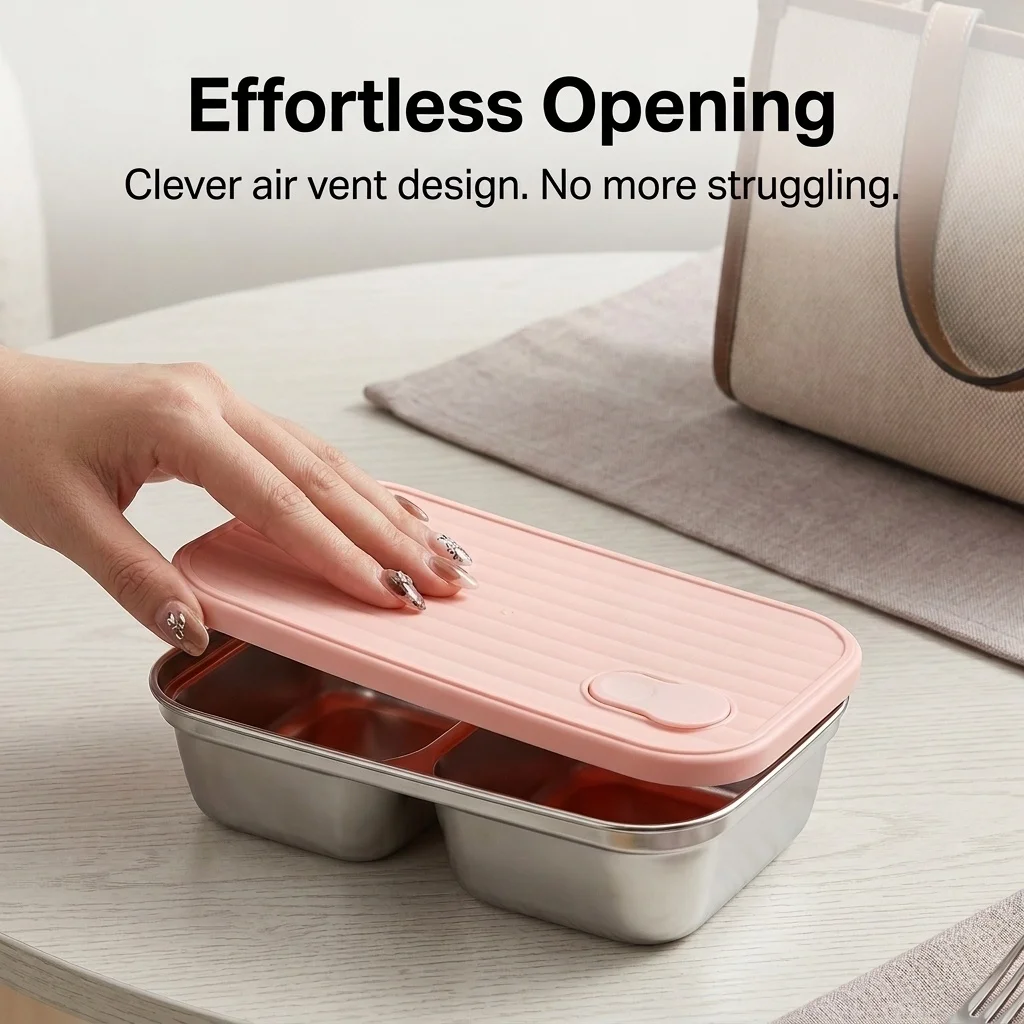 Microwave Safe 304 Stainless Steel Lunch Box Set Bento Box Meal Prep Food Storage Containers for Kids Adults School Office view 5