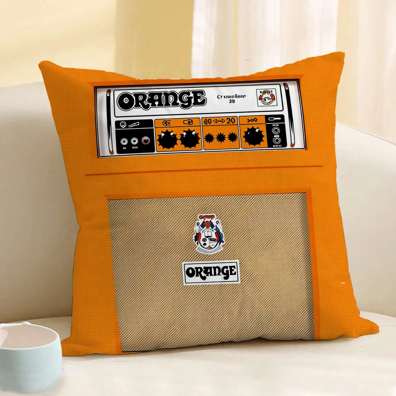 Customize 2D Flat - 1pc 17.72X17.72inch, Classic Guitar Speaker Appearance 2D Flat Premium Polyester Fabric, Suitable for Sofa,
