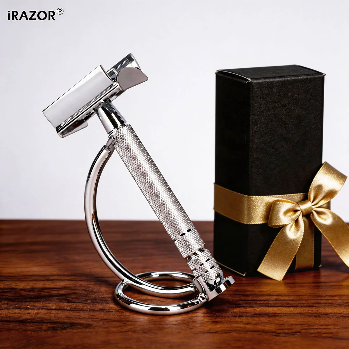 

iRAZOR Butterfly DE Safety Razor Set for Men Beard and Hair Shaver with Razor Stand and 10 Precision Reusable Trimmer Blades