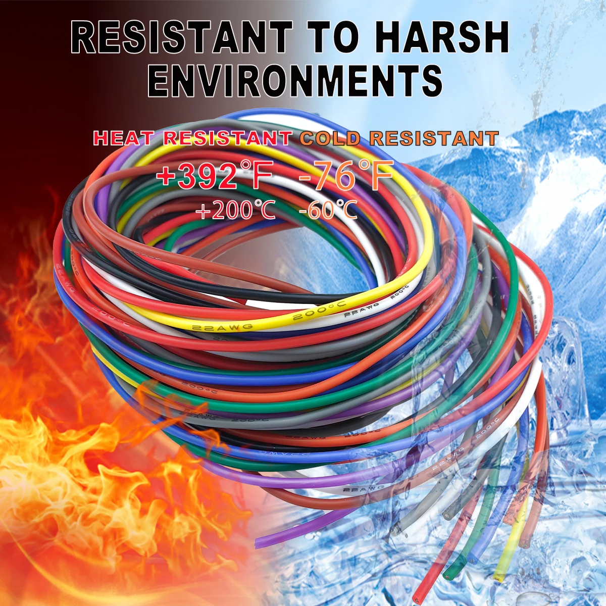 10 Colors 16-18-20-22-24-26-28-30 Gauge Silicone Electrical Wire 10 ft each Color 22 AWG Stranded Tinned Copper Hookup Wire Kit