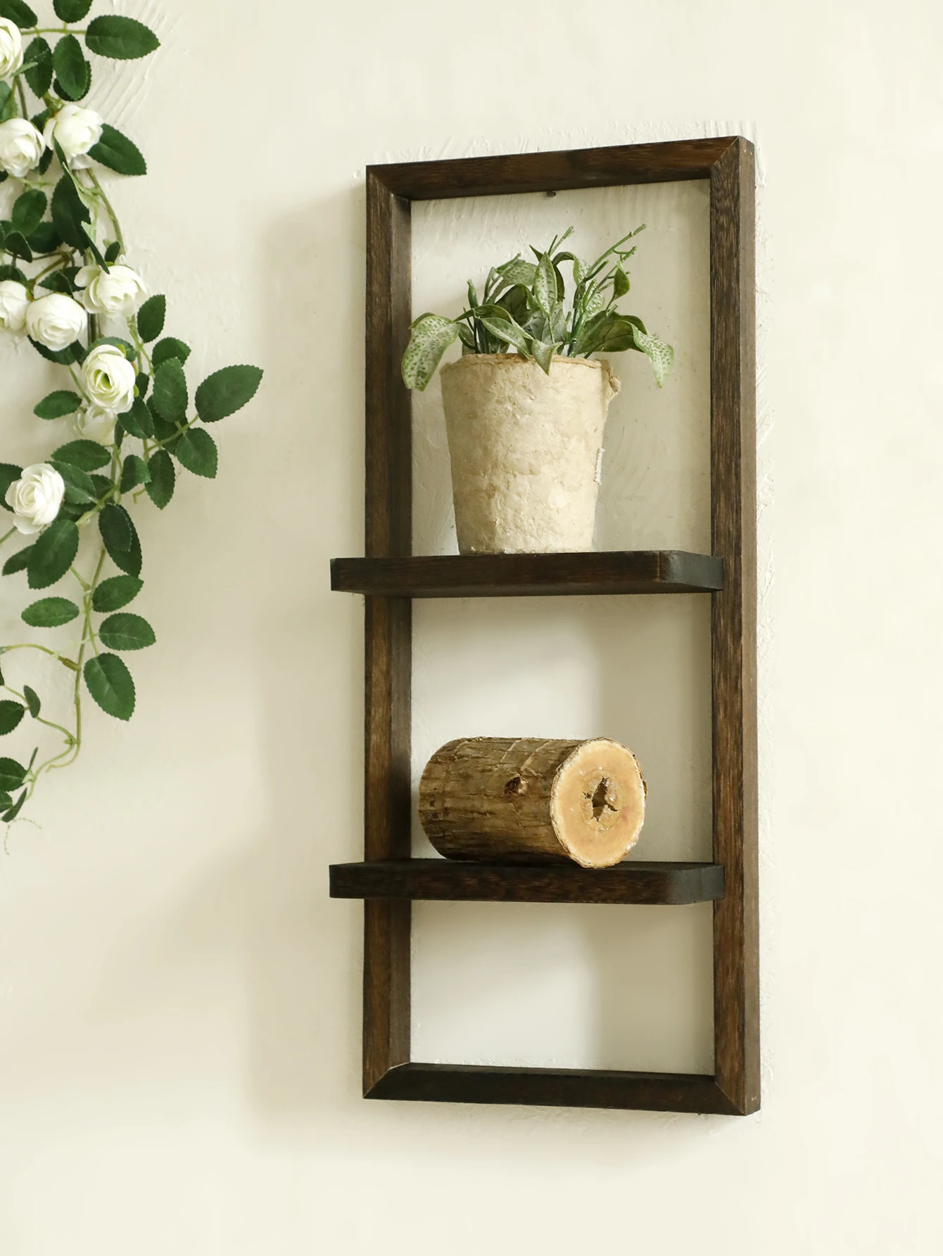 1 قطعة رفوف جدار خشبية ريفي 2-tier رف معلق للنباتات ديكور غرفة المعيشة المنزلي المطبخ غرفة نوم الحائط رف شاشة